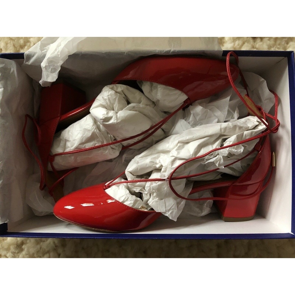 $500+ NIB Aquazzura Alexa Red Patent Leather Block Heel Pumps Shoes Italy/37 - Picture 8 of 11